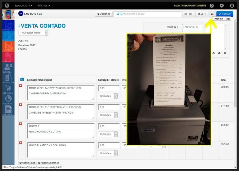 impresión tickets desde web