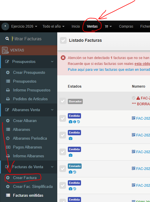 Crear factura