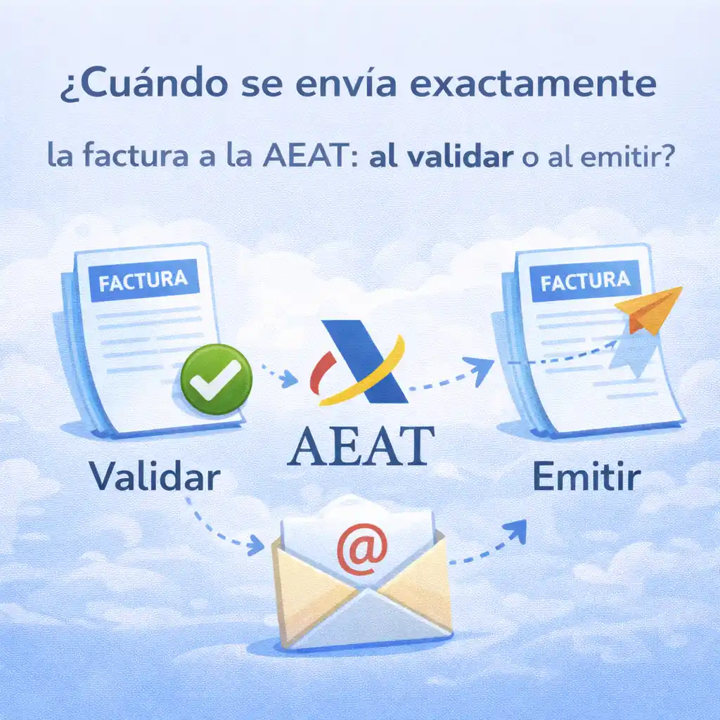 ¿Cuándo se envía la factura a la AEAT: al validar o al emitir?