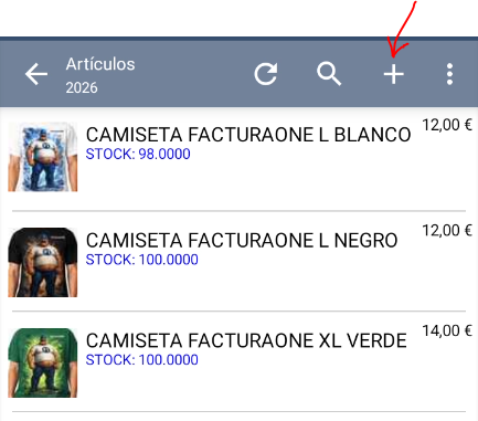 añadir artículos desde la app de facturaone