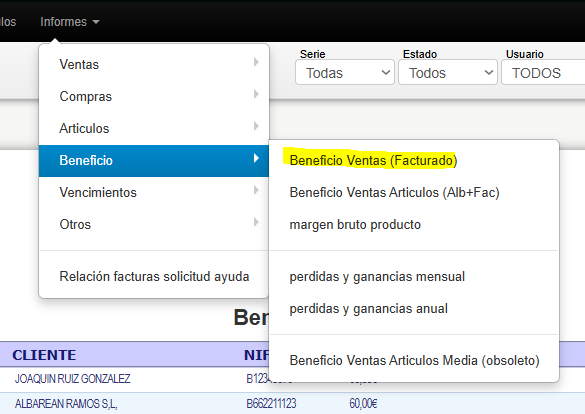 beneficio de ventas facturaone