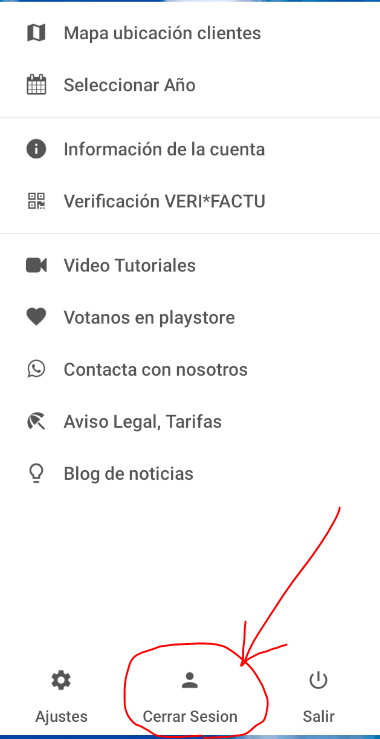cerrar sesión en la aplicación de facturaone