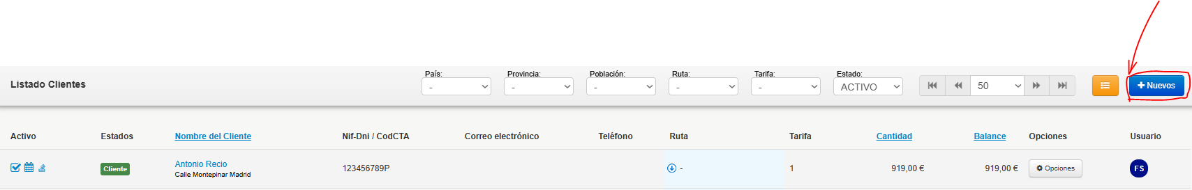 crear nuevo cliente en facturaone