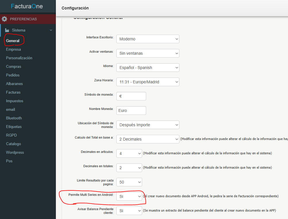 activar multi series para proforma en Android FacturaONE
