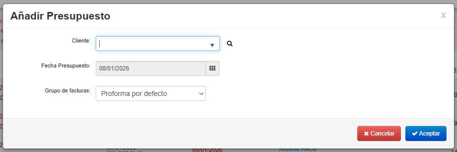 Crear una proforma