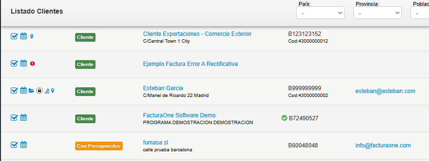listado de clientes en facturaone