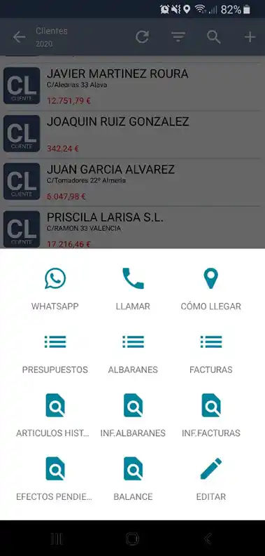menu clientes facturaone