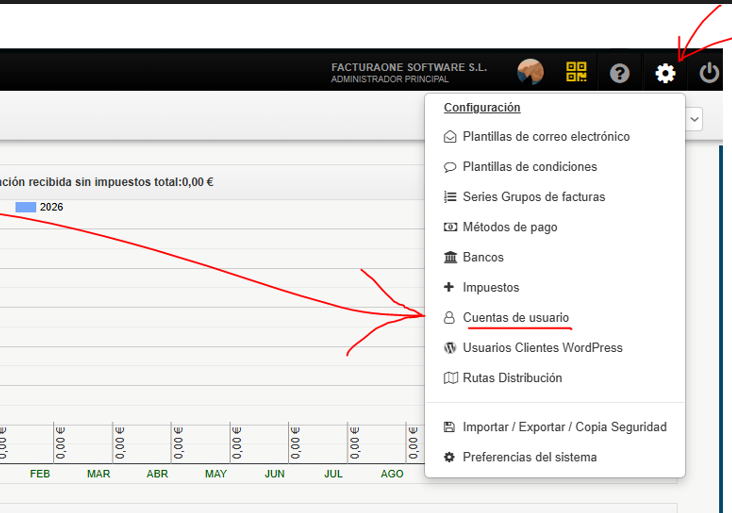 cuentas de usuario facturaone