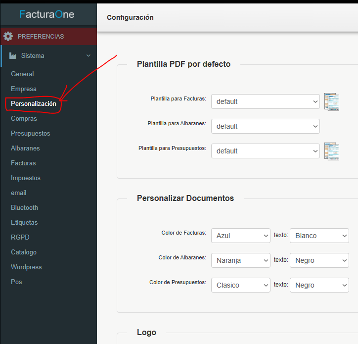 Personalización PDF FacturaONE