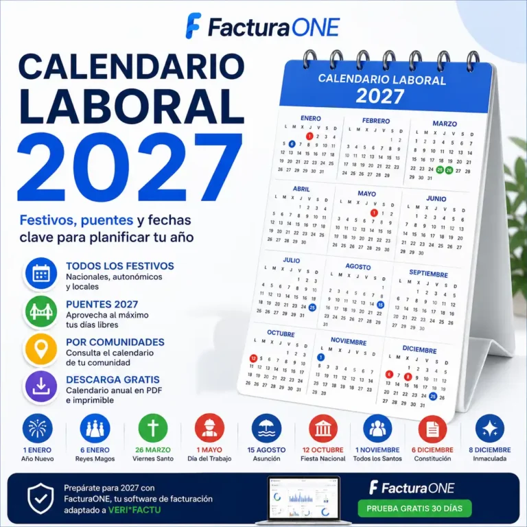 Calendario laboral 2027 en España con festivos y puentes