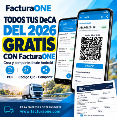 DeCA gratis en 2026 para empresas de transporte con la aplicación Android de FacturaONE